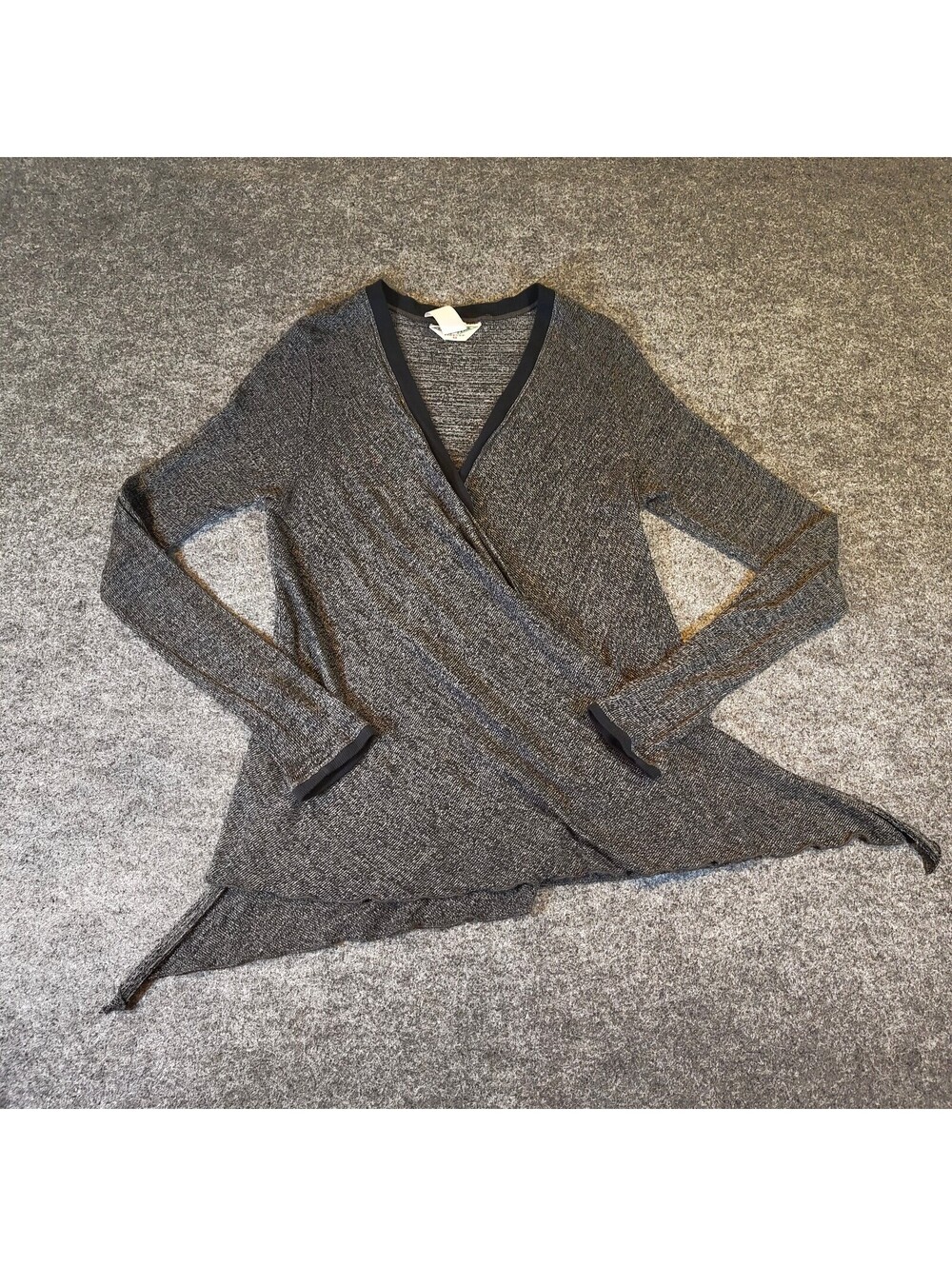 Hard Tail Forever Women's Wrap Top Tunics Grey Black Long Sleeve Size M